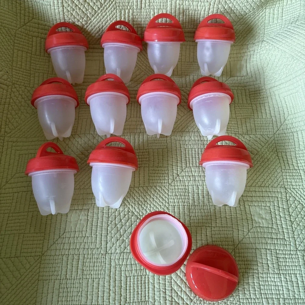 Egglettes (12) Silicon Egg Cooker Poacher Non Stick BPA Free Pack In Lunch To Go